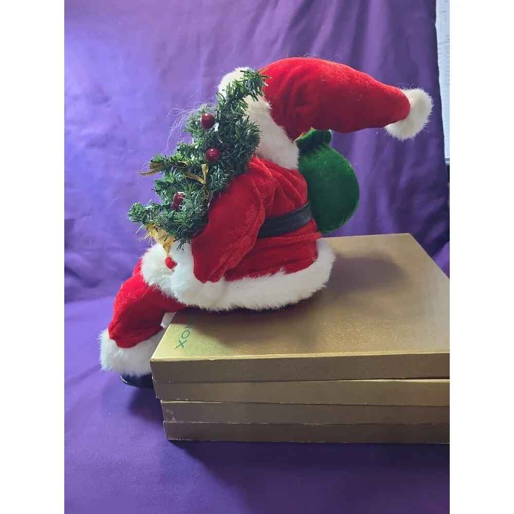 Vintage Santa Claus Figure 12” Shelf Sitter Holding Tree Christmas Decoration
